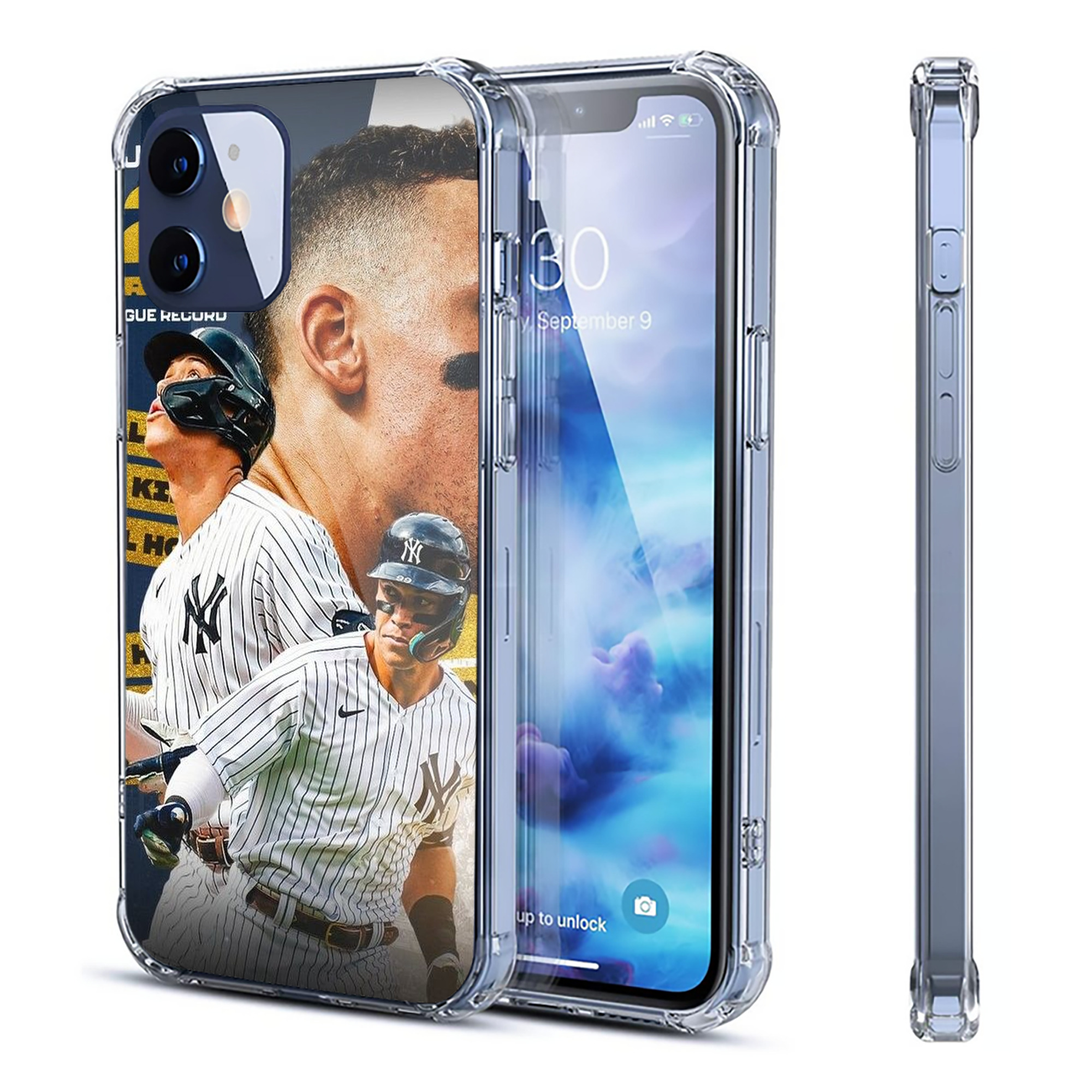 Aaron Judge  62 Home Runs AL Record Clear IPhone 12 Case – Soft TPU With UV Print – Enhanced Drop Protection, Precise Fit, Anti-Fingerprint, Customizable Design, Scratch-Resistant, Yellow-Resistant